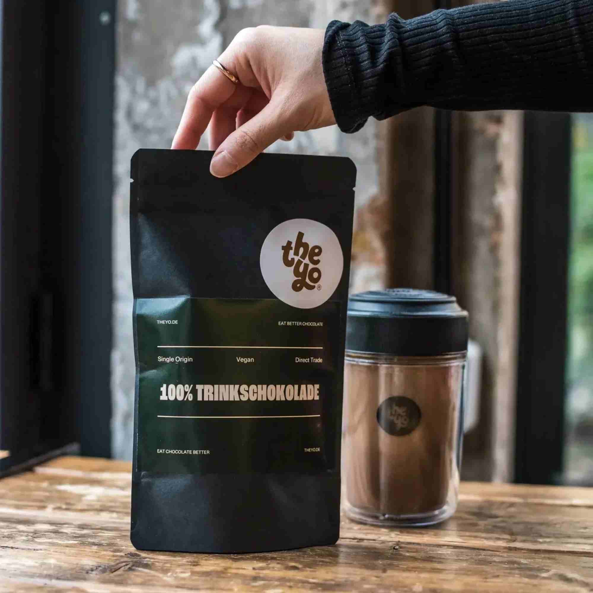 trinkschokolade aus kolumbien 100% kakao mit shaker