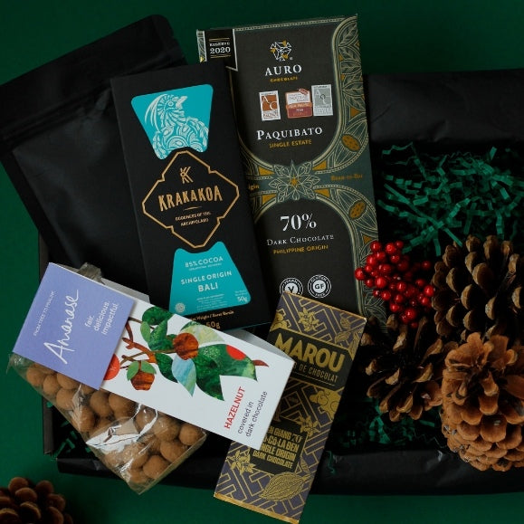 Schokobox mit Schokoladen zu Weihnachten als Kundengeschenk