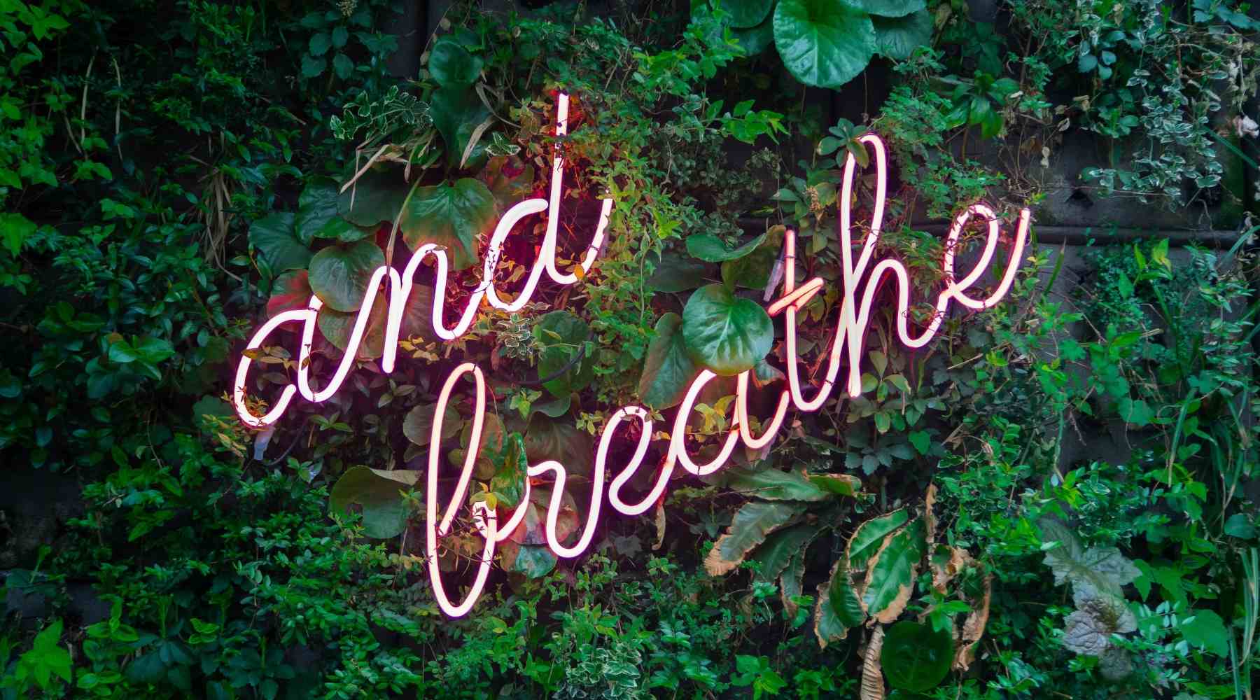 Gegen Stress hilft Schokolade: Schriftzug "and breathe"